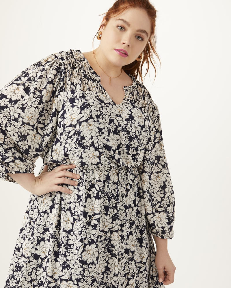 Front of plus size Eamari Smocked Dress by Molly&Isadora | Dia&Co | dia_product_style_image_id:163392